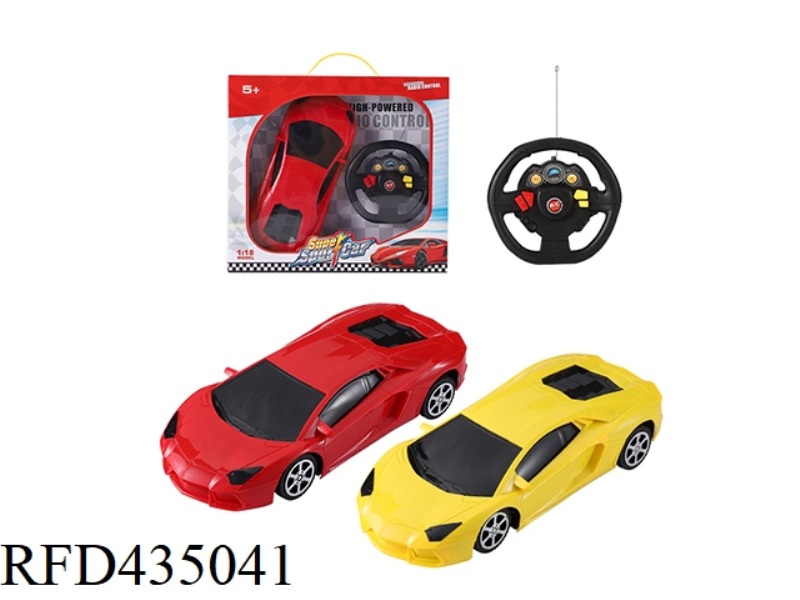 TWO-CHANNEL STEERING WHEEL REMOTE CONTROL CAR 1:18 (RED, YELLOW)