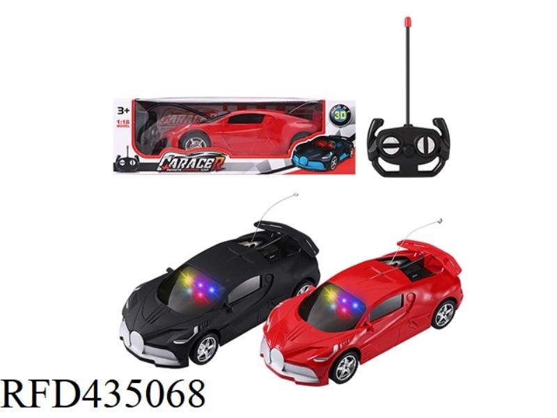 FOUR-CHANNEL REMOTE CONTROL CAR WITH 3D LIGHT 1:18 (RED, BLACK)