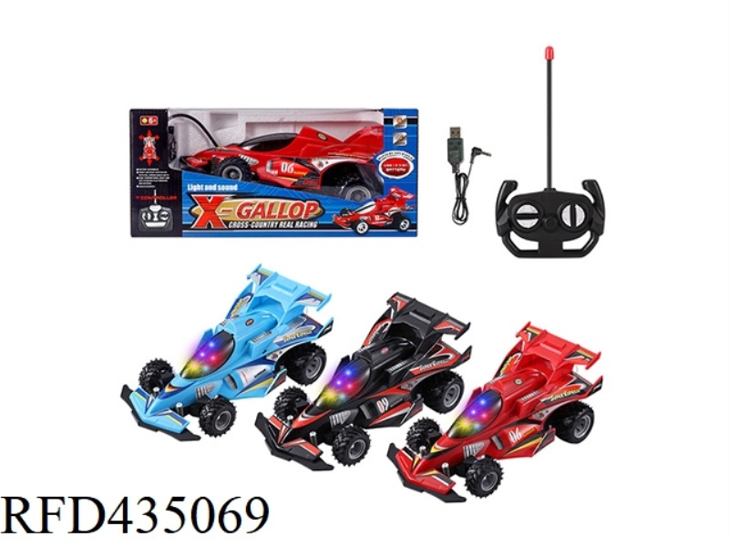 FOUR-CHANNEL REMOTE CONTROL CAR 3D LIGHT AND MUSIC (PACK BATTERY AND CHARGER) 1:14 (RED, BLUE, BLACK