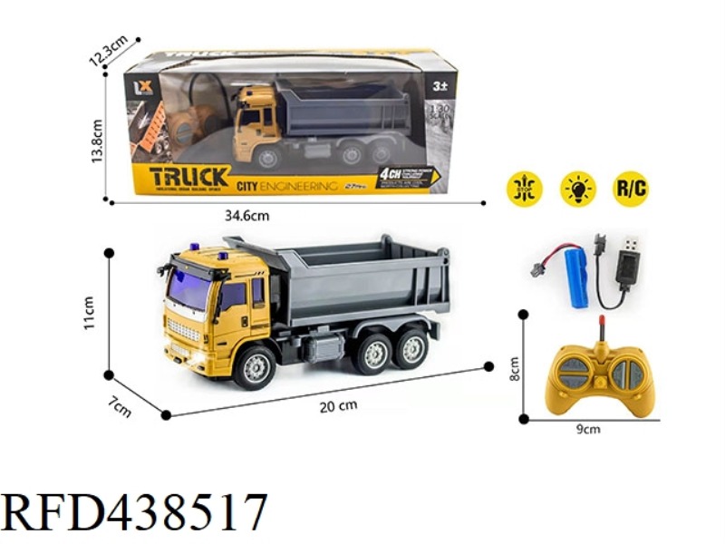 1:30 FOUR-CHANNEL REMOTE CONTROL LIGHT DUMP TRUCK