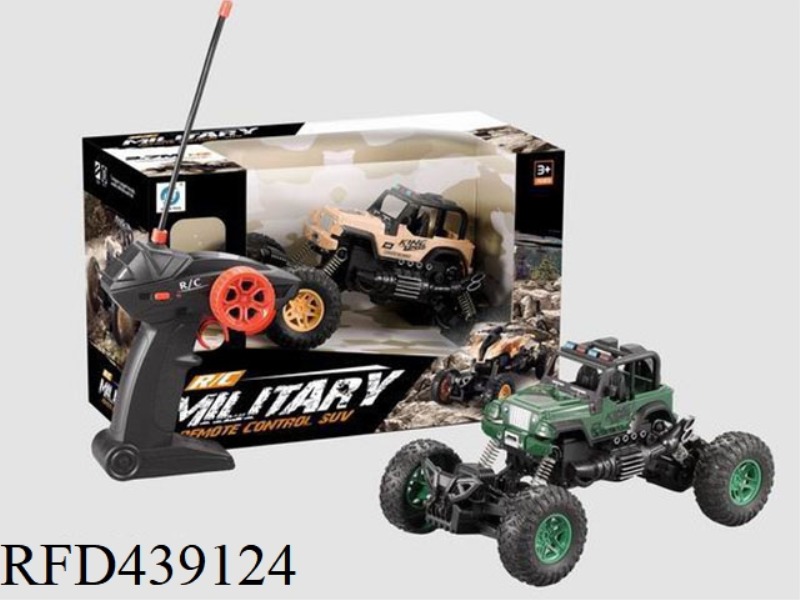 1:18 MILITARY JEEP CLIMBING CAR WITH LIGHTS (NOT INCLUDED)