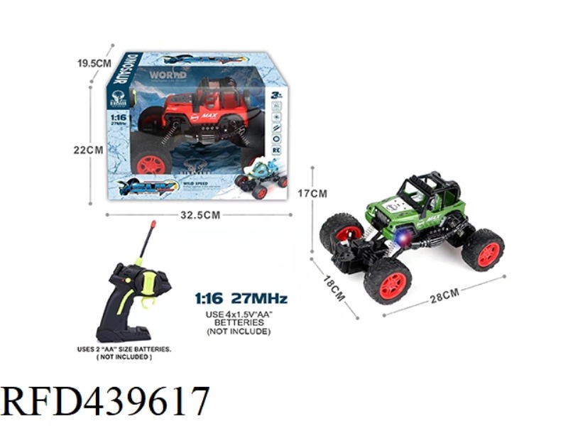 1:16 FOUR-CHANNEL JEEP OFF-ROAD REMOTE CONTROL CAR, RED/GREEN 2 COLORS MIXED (NOT INCLUDE)