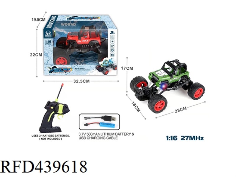 1:16 FOUR-CHANNEL JEEP OFF-ROAD REMOTE CONTROL CAR, RED/GREEN 2 COLORS MIXED (INCLUDE)