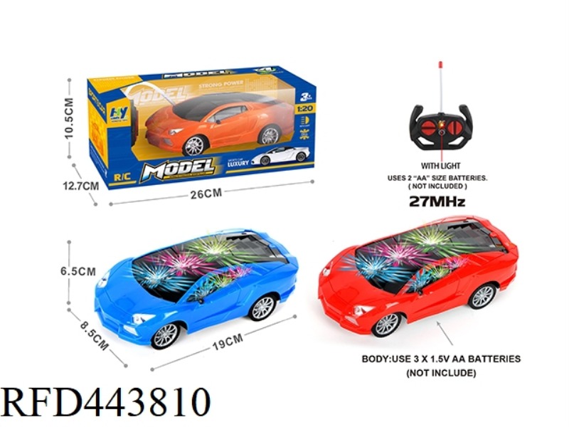 1: 20 FOUR-CHANNEL LAMBORGHINI REMOTE CONTROL CAR WITH 3D LIGHT(NOT INCLUDE) MIXED WITH ORANGE, RED