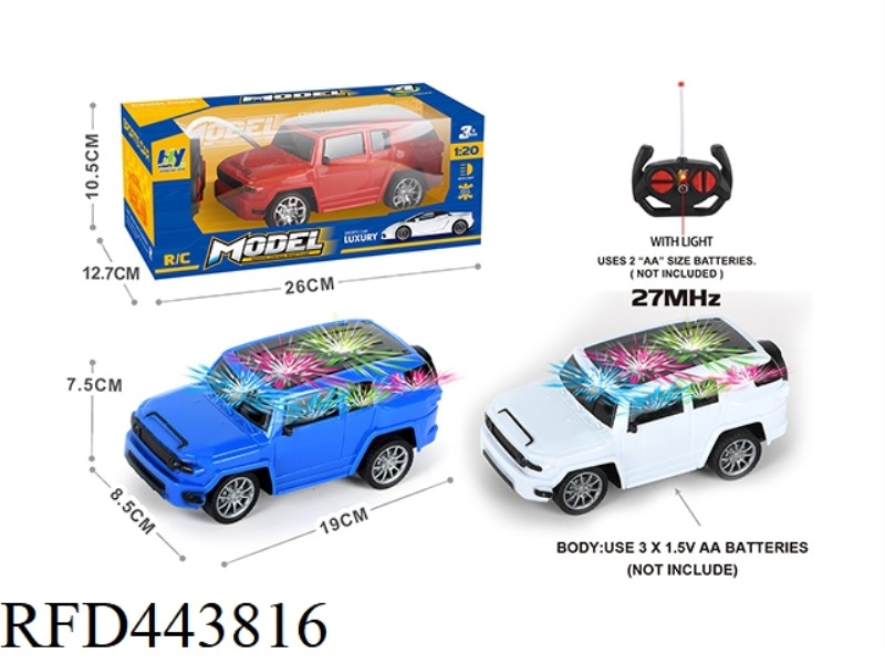 1: 20 CROSS WITH 3D LIGHT TOYOTA REMOTE CONTROL VEHICLE(NOT INCLUDE) MIXED RED, BLUE AND WHITE