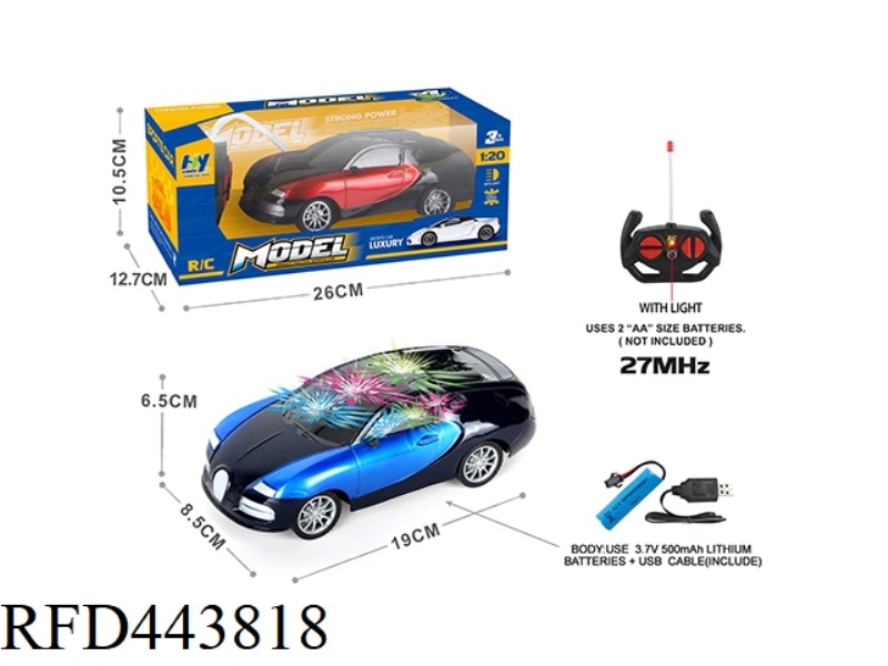 1: 20 CROSS WITH 3D LIGHT BUGATTI REMOTE CONTROL CAR (INCLUDE) MIXED RED AND BLUE