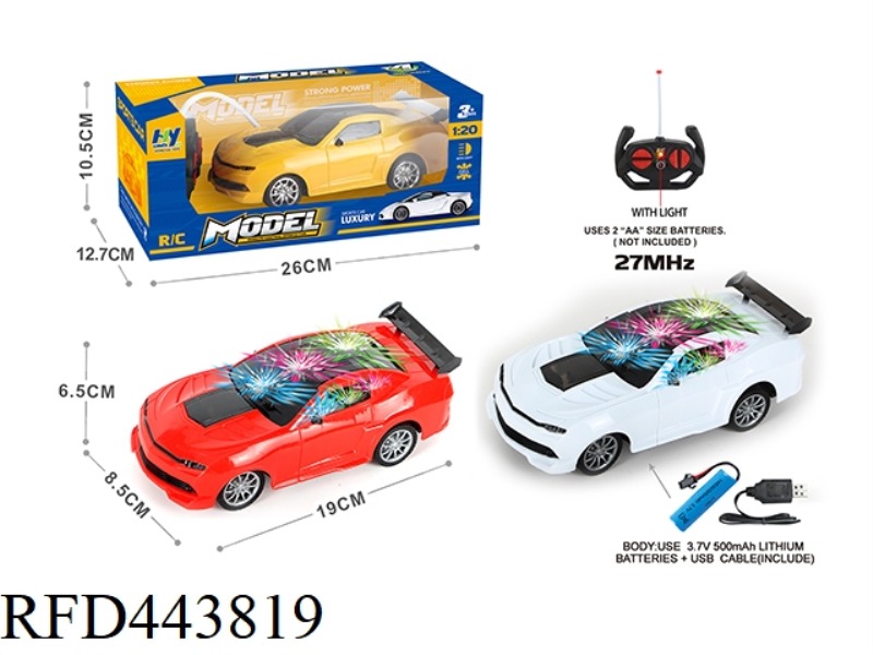 1: 20 CROSS WITH 3D LIGHT BUMBLEBEE REMOTE CONTROL CAR(INCLUDE) MIXED WITH WHITE, YELLOW AND RED