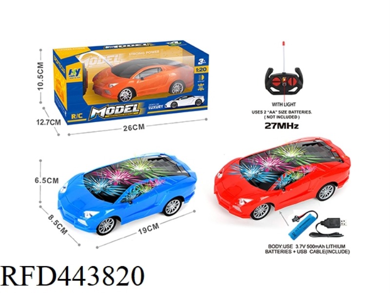 1: 20 FOUR-CHANNEL LAMBORGHINI REMOTE CONTROL CAR WITH 3D LIGHT (INCLUDE) MIXED WITH ORANGE, RED AND