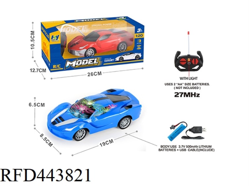 1: 20 FOUR-CHANNEL FERRARI REMOTE CONTROL CAR WITH 3D LIGHT (INCLUDE) MIXED RED AND BLUE