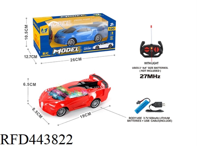 1: 20 CROSS WITH 3D LIGHT NEW WEILONG REMOTE CONTROL VEHICLE (INCLUDE) MIXED RED AND BLUE