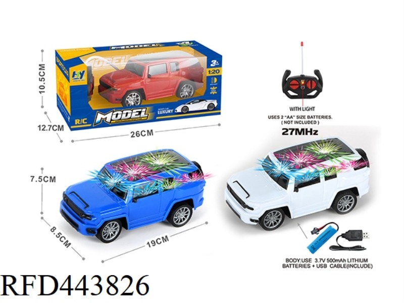 1: 20 CROSS WITH 3D LIGHT TOYOTA REMOTE CONTROL VEHICLE (INCLUDE) MIXED RED, BLUE AND WHITE