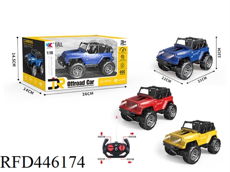 1: 18 FOUR-WAY JEEP SIMULATION VEHICLE + HEADLIGHTS
