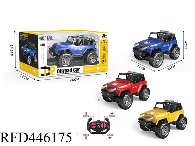 1: 18 FOUR WAY JEEP POLICE CAR + HEADLIGHTS
