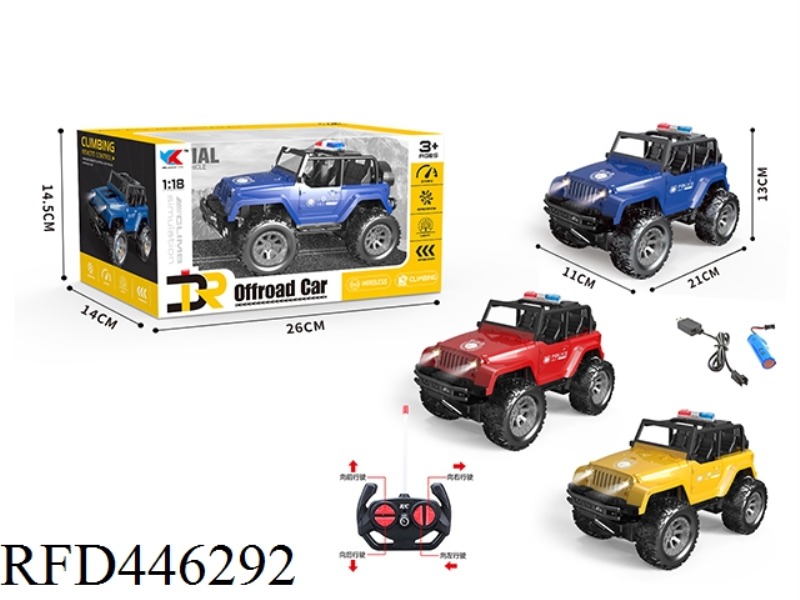 1: 18 FOUR WAY JEEP POLICE CAR + HEADLIGHTS