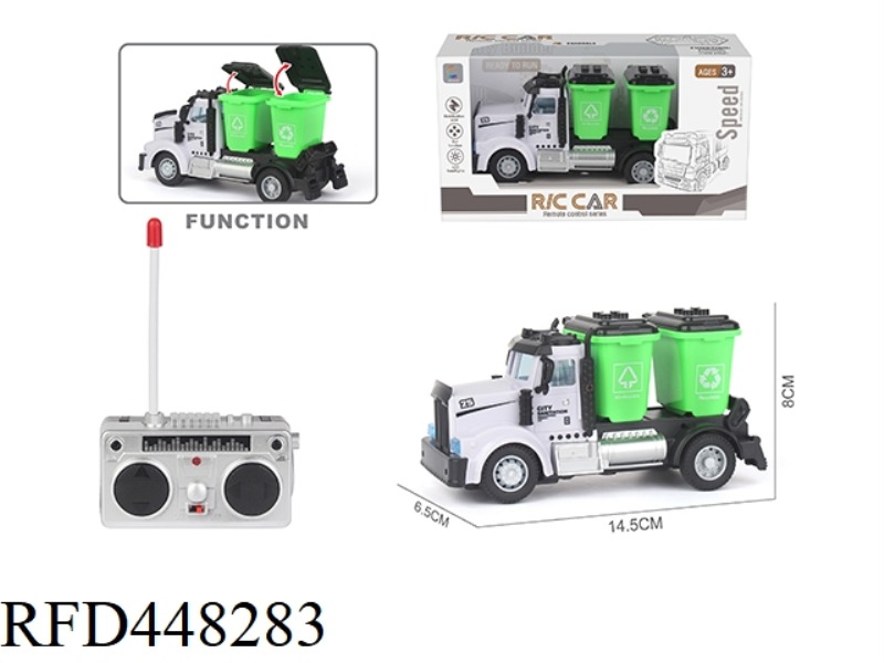 FOUR-CHANNEL REMOTE CONTROL SANITATION TRASH CAN TRUCK (LONG HEAD)