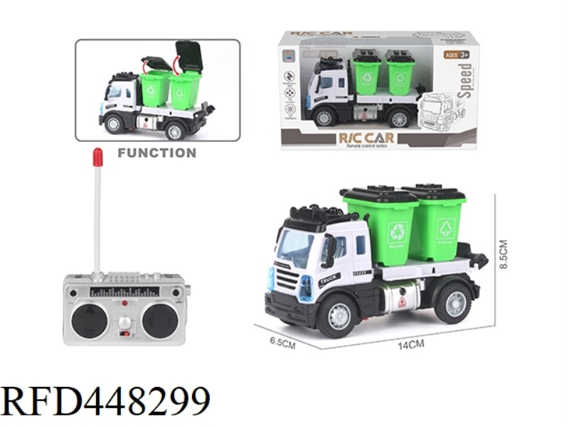 FOUR-CHANNEL REMOTE CONTROL SANITATION TRASH CAN TRUCK (SQUARE HEAD)