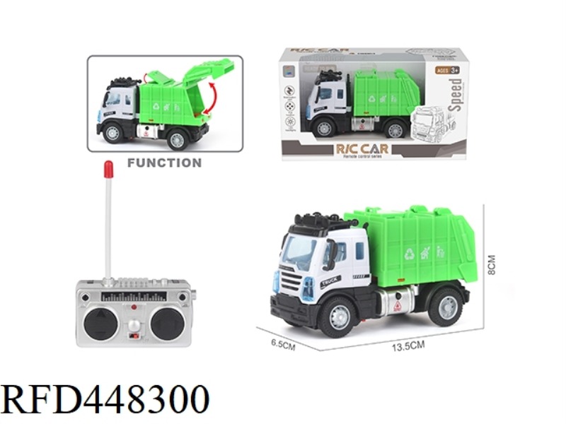 FOUR-CHANNEL REMOTE CONTROL SANITATION GARBAGE TRUCK (SQUARE HEAD)