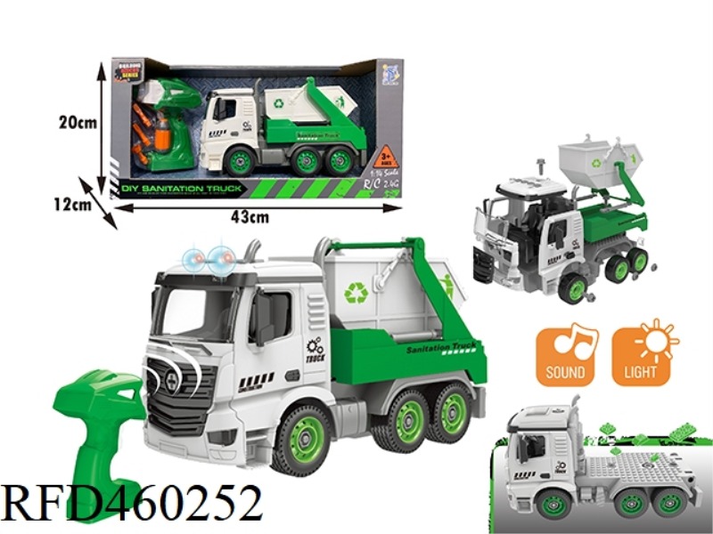 DIY SANITATION CAR WITH REMOTE CONTROL HANDLE 2.4G WITH LIGHT MUSIC