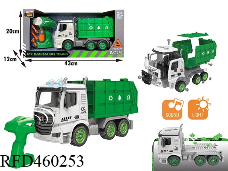 DIY SANITATION CAR WITH REMOTE CONTROL HANDLE 2.4G WITH LIGHT MUSIC