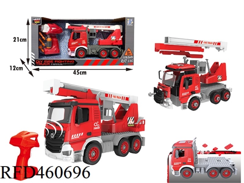 DIY FIRE LADDER TRUCK WITH REMOTE CONTROL HANDLE 2.4G