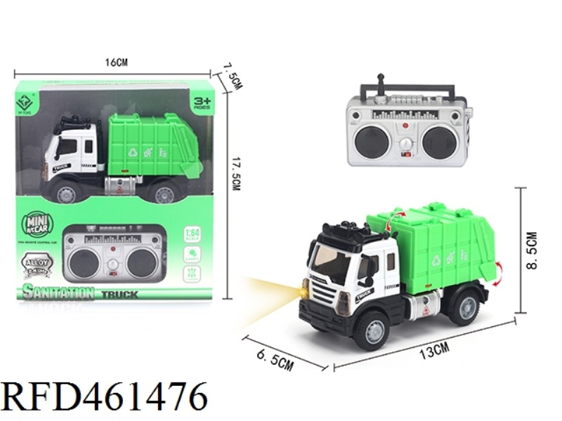 1: 64 FOUR WAY 2.4G ALLOY REMOTE CONTROL SANITATION GARBAGE TRUCK (2.4G)