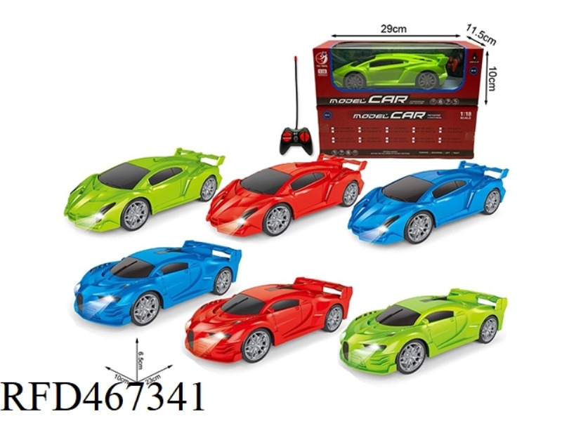 FOUR CHANNEL REMOTE CONTROL CAR 1:18 WITH LIGHT, 2 MODELS AND 3 COLORS
