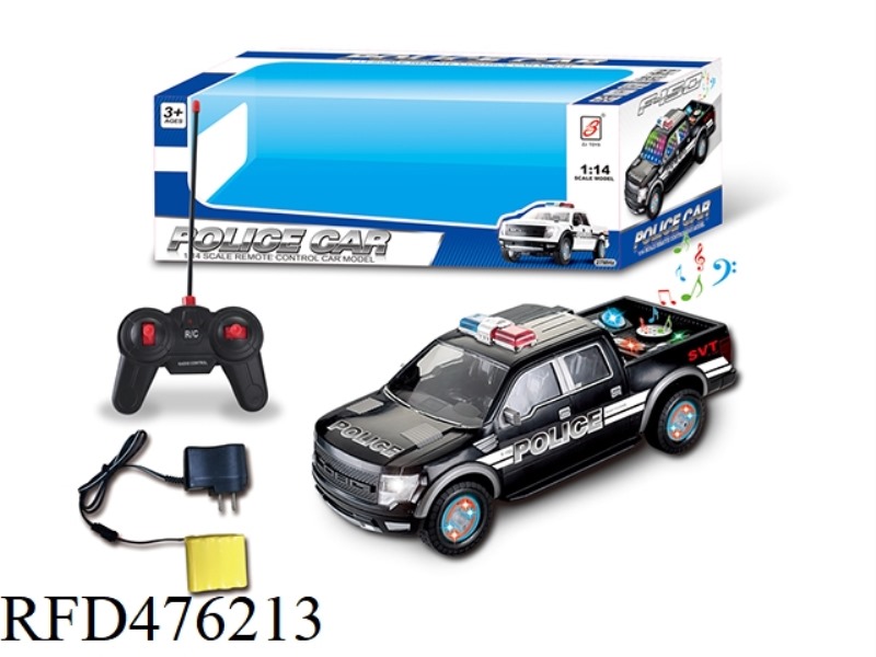 1:14 FORD PICKUP FOUR-CHANNEL REMOTE CONTROL POLICE CAR WHEEL WITH LIGHT AND MUSIC  (INCLUDE)