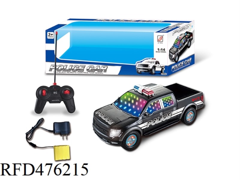1:14 FORD PICKUP FOUR-CHANNEL REMOTE CONTROL POLICE CAR WHEEL WITH LIGHTS (3D LIGHTS, MUSIC) (INCLUD