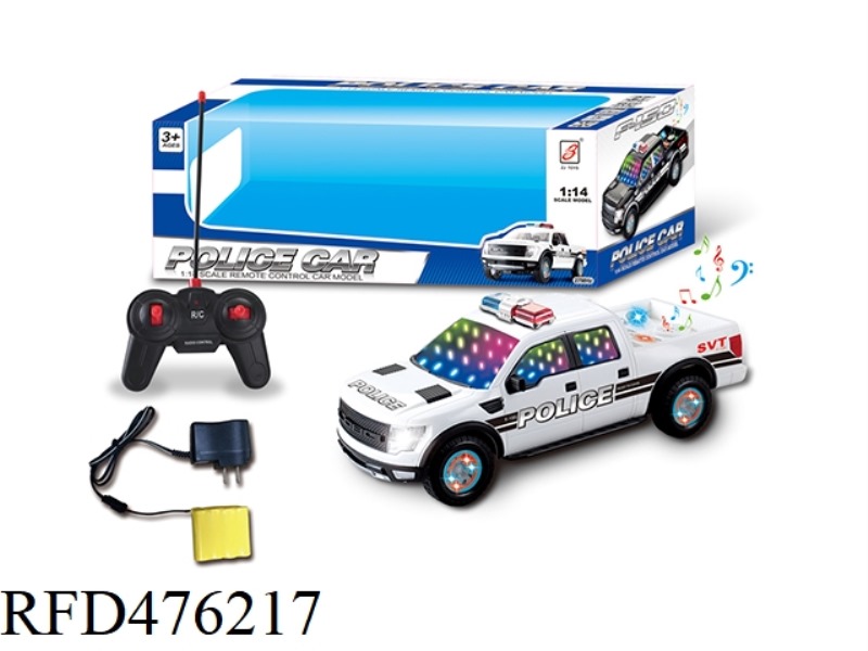 1:14 FORD PICKUP FOUR-CHANNEL REMOTE CONTROL POLICE CAR WHEEL WITH LIGHTS (3D LIGHTS, MUSIC) (INCLUD