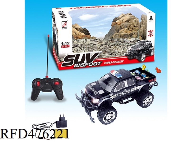 1:12 FOUR-CHANNEL BIG WHEEL REMOTE CONTROL POLICE CAR WITH LIGHT AND MUSIC  (INCLUDE)