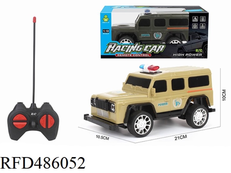 1:18 FOUR-CHANNEL REMOTE CONTROL MILITARY AND POLICE VEHICLE LAND ROVER DEFENDER (UNPOWERED)
