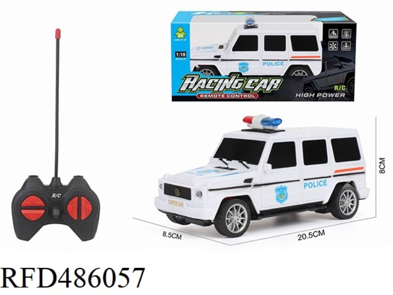 1:18 FOUR-CHANNEL SIMULATION REMOTE CONTROL VEHICLE BENZ G65 WHITE POLICE (NO POWER)