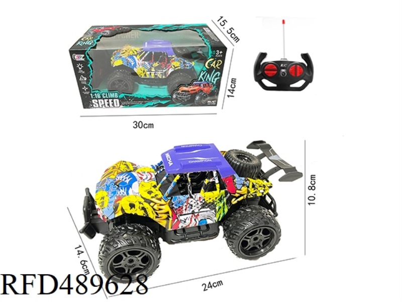 1:16 FOUR-CHANNEL OFF-ROAD GRAFFITI REMOTE CONTROL VEHICLE WITH LIGHT (NOT INCLUDED)