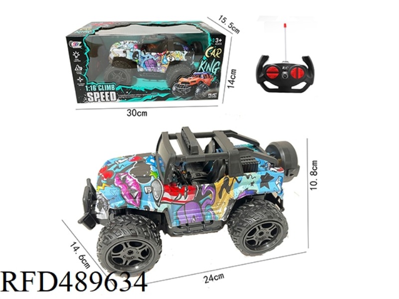 1:16 FOUR-CHANNEL WRANGLER OFF-ROAD GRAFFITI REMOTE CONTROL VEHICLE WITH LIGHTS (NOT INCLUDED)