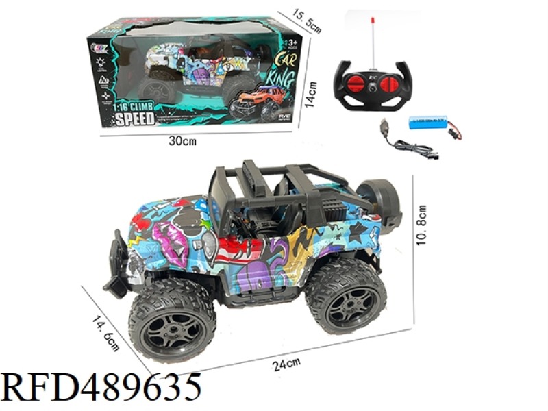 1:16 FOUR-CHANNEL WRANGLER OFF-ROAD GRAFFITI REMOTE CONTROL VEHICLE WITH LIGHT （INCLUDE）