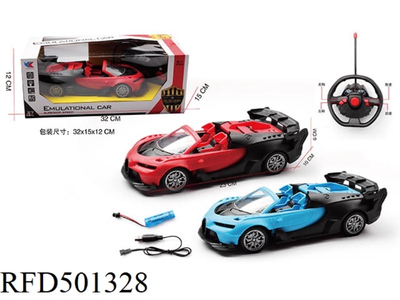 1:18 FOUR-CHANNEL CONVERTIBLE BUGATTI REMOTE CONTROL CAR WITH HEADLIGHTS  (INCLUDE)