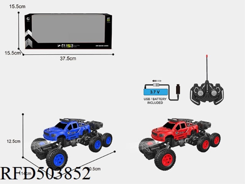 1: 1627MHZ REMOTE CONTROL 5 PASS PICKUP POLICE CAR, 6 WHEEL 4 DRIVE CLIMBING CAR