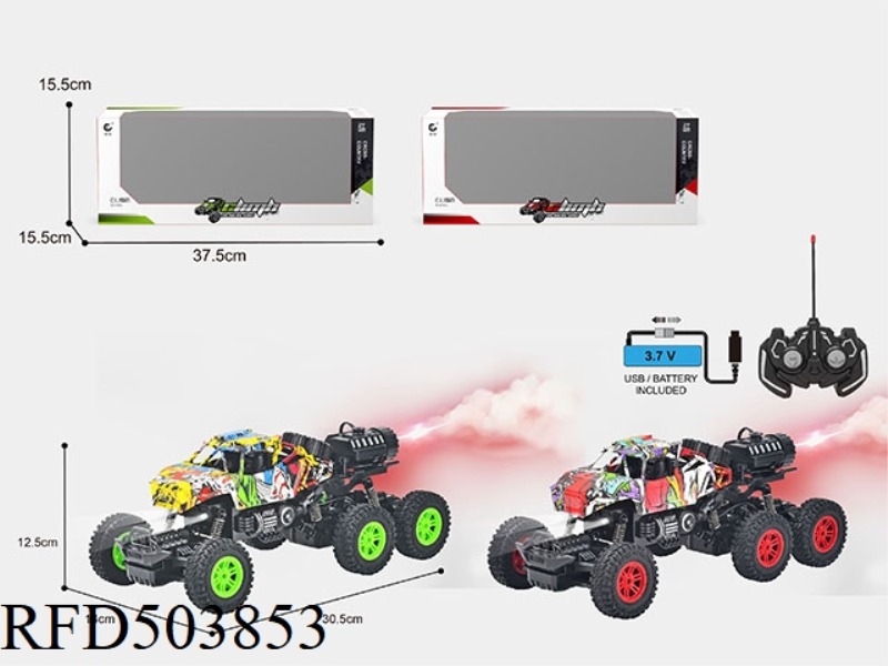 1: 1627MHZ REMOTE CONTROL 6-WAY SKELETON GRAFFITI, 6-WHEEL 4-DRIVE CLIMBING VEHICLE