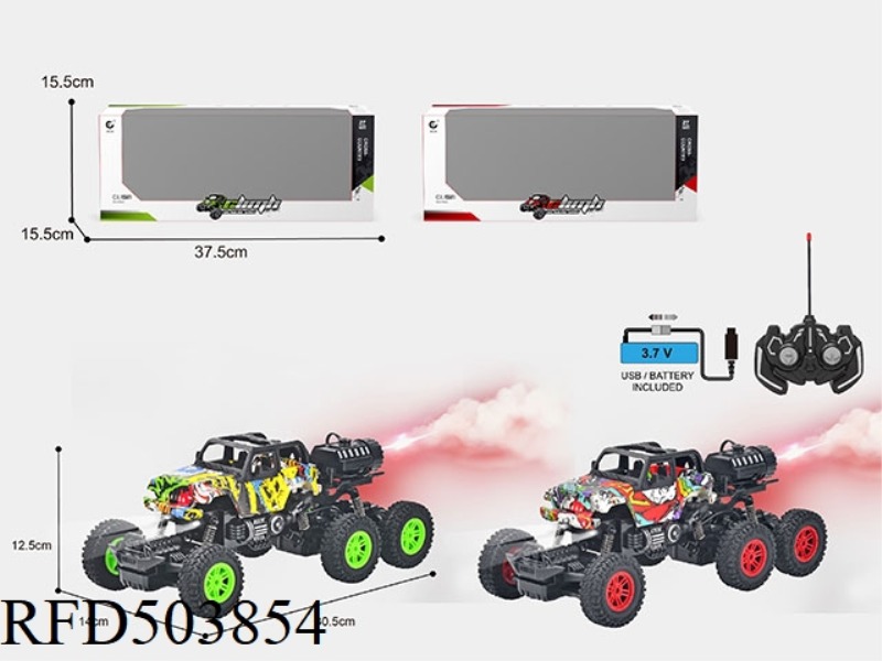 1: 1627MHZ REMOTE CONTROL 6-WAY WRANGLER GRAFFITI, 6-WHEEL 4-DRIVE CLIMBING VEHICLE