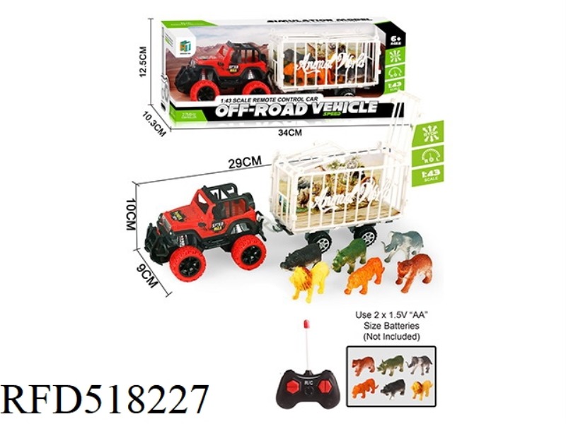 REMOTE CONTROL OFF-ROAD VEHICLE TOWS 6 SOLID ANIMALS