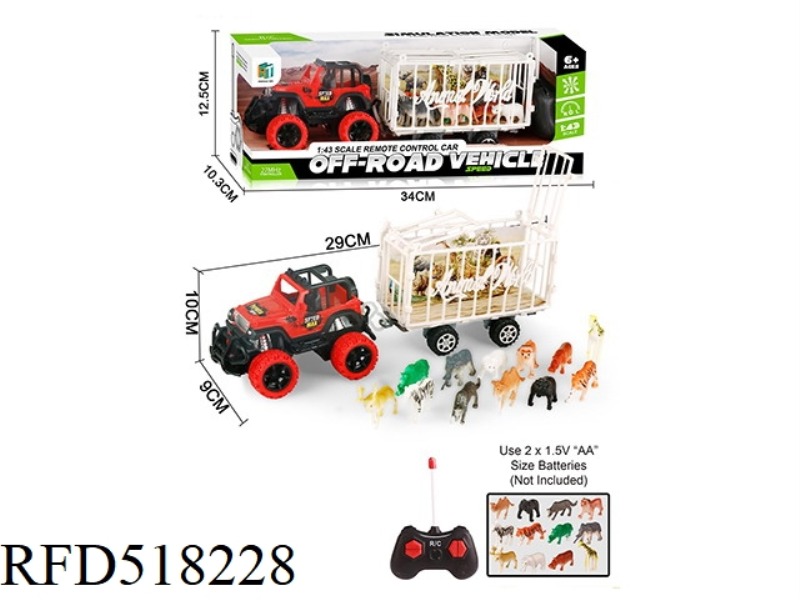 REMOTE CONTROL OFF-ROAD VEHICLE TOWS 12 SOLID ANIMALS