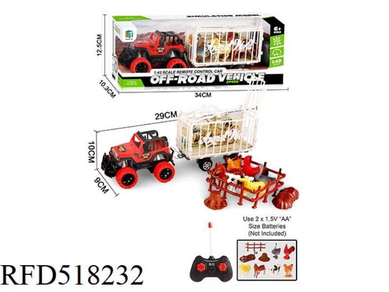 REMOTE CONTROL OFF-ROAD VEHICLE TOWING 6 LIVESTOCK + 6 ACCESSORIES