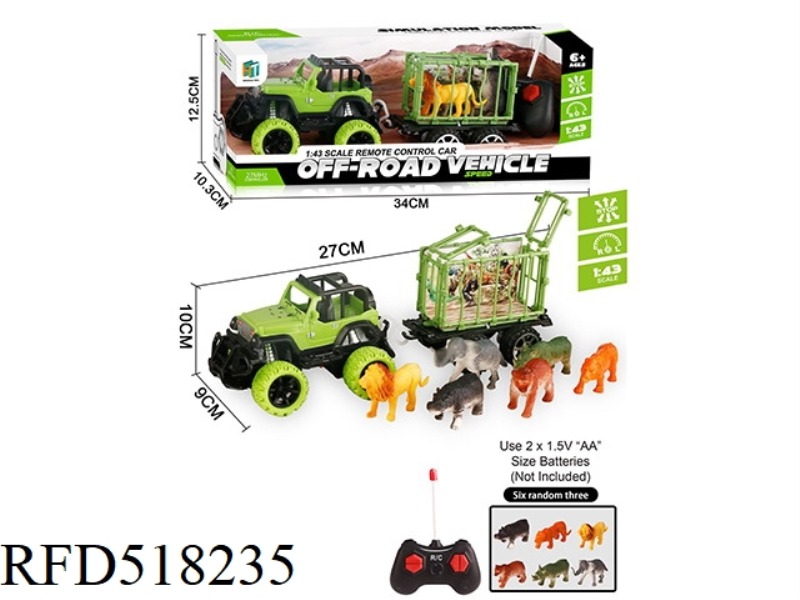 REMOTE CONTROL OFF-ROAD VEHICLE TOWS 3 SMALL ANIMALS