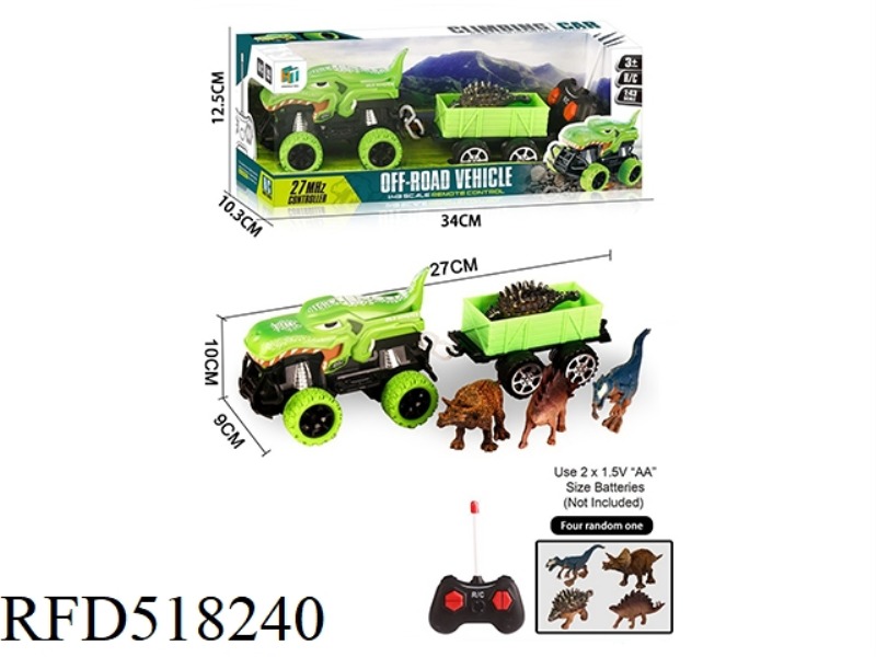 A DINOSAUR REMOTE CONTROL CAR TOWED A DINOSAUR
