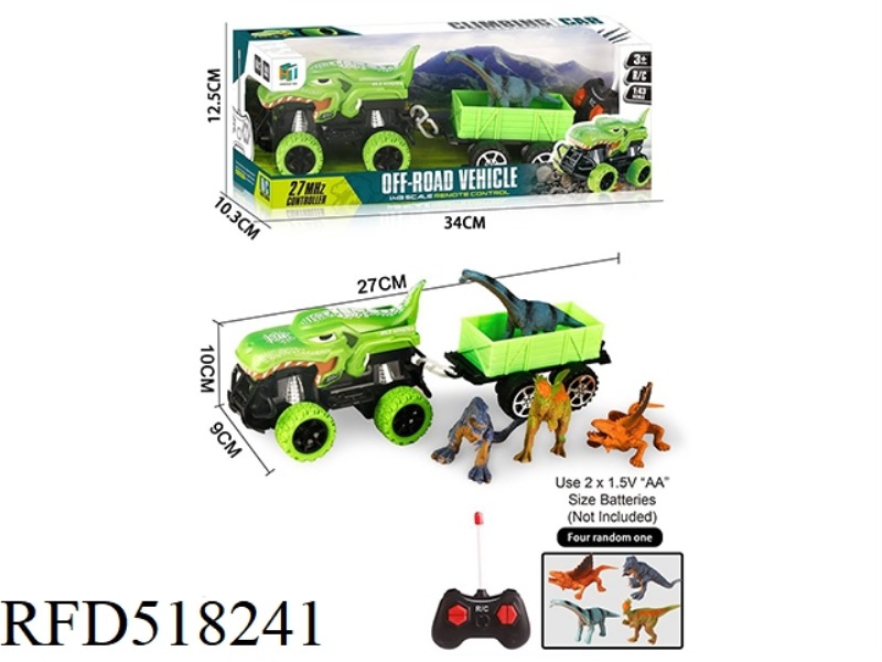 A DINOSAUR REMOTE CONTROL CAR TOWED A DINOSAUR