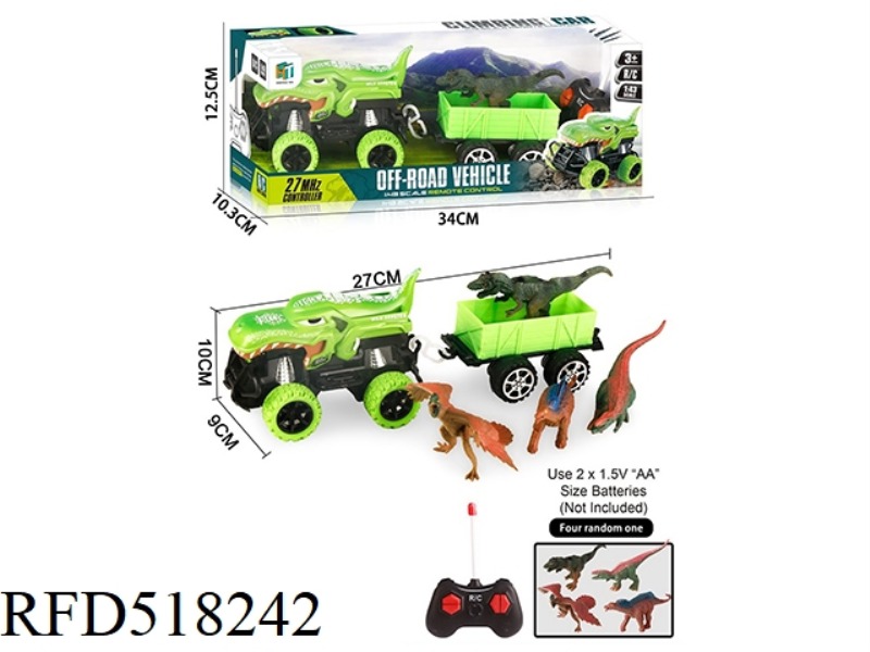 A DINOSAUR REMOTE CONTROL CAR TOWED A DINOSAUR