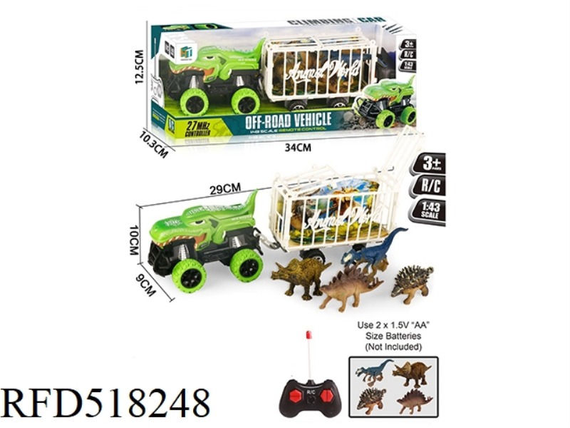 DINOSAUR REMOTE CONTROL CAR TOWED FOUR DINOSAURS