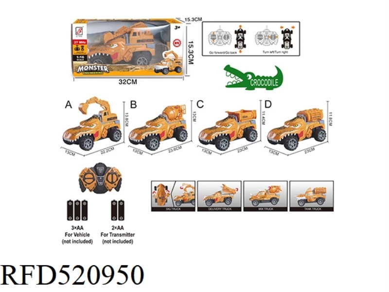 CROCODILE SITONG MONSTER ENGINEERING REMOTE CONTROL CAR (A, B, C, D FOUR MIXED)