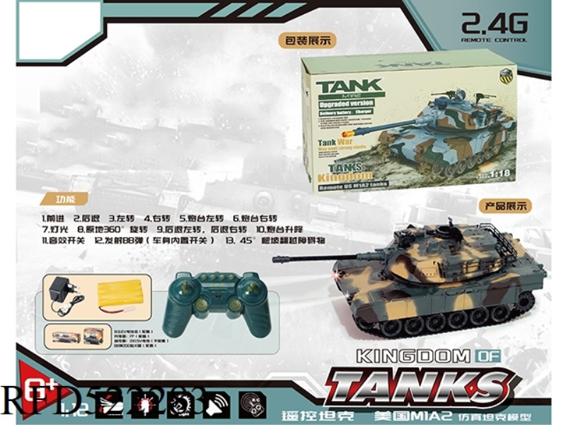2.4G 1:1812 US M1A2 TANK CAMOUFLAGE GREEN