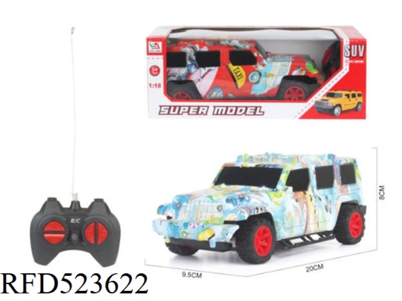 1:18 WRANGLER FOUR-WAY GRAFFITI REMOTE CONTROL CAR